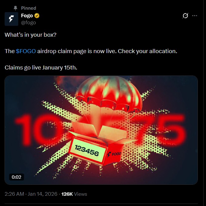 FOGO空投明日开启领取，同步上线币安等四大交易所