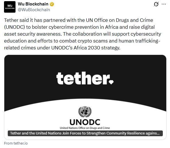 Tether与联合国合作启动网络安全计划，打击非洲加密货币犯罪