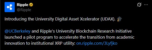Ripple UDAX计划：伯克利分校加速XRPL创新应用